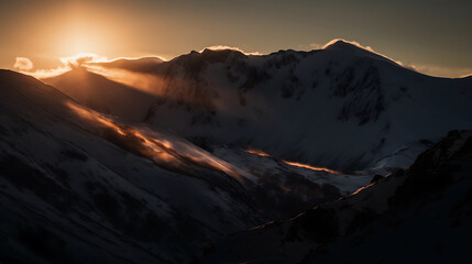 Majestic Snow-Capped Mountains Under a Full Moon with Starry Sky