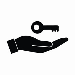 hand with a key vector icon vector silhouette