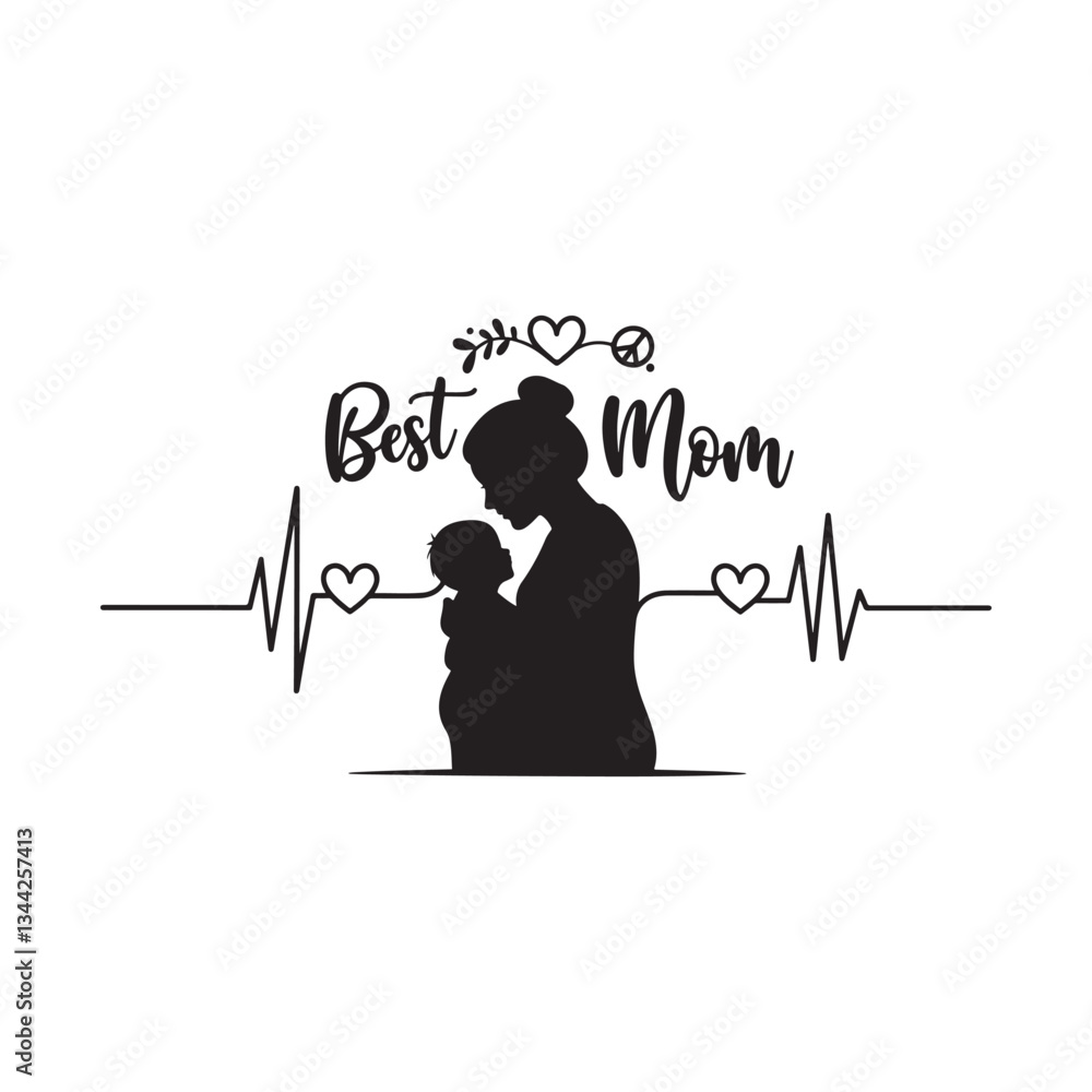 Fototapete best mom typography calligraphy lettering text typescript font design for mother's day