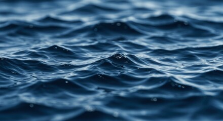 Obraz premium Ocean's Embrace: A serene expanse of deep blue ocean waves ripples gently, reflecting the sunlight and creating a mesmerizing display of textures and patterns