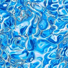 Fototapeta premium Water surface reflection with vibrant blue tones and dynamic seamless patterns in a clear pool setting during daytime