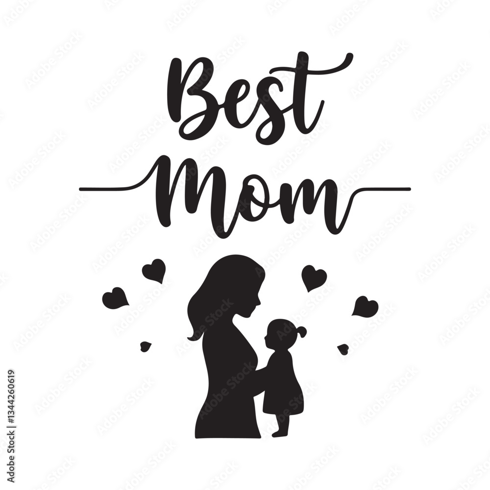 Fototapete best mom typography calligraphy lettering text typescript font design for mother's day