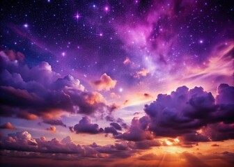 Mystical Purple Night Sky: Starry Cloudscape Phone Wallpaper