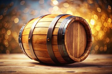 New Oak Wooden Barrel, Isolated on White Background - Tilt-Shift Photography