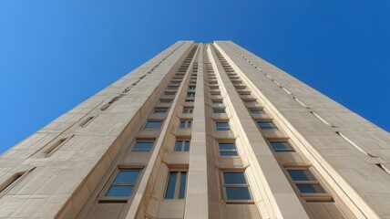Fototapeta premium Tall Beige Building Under Clear Blue Sky