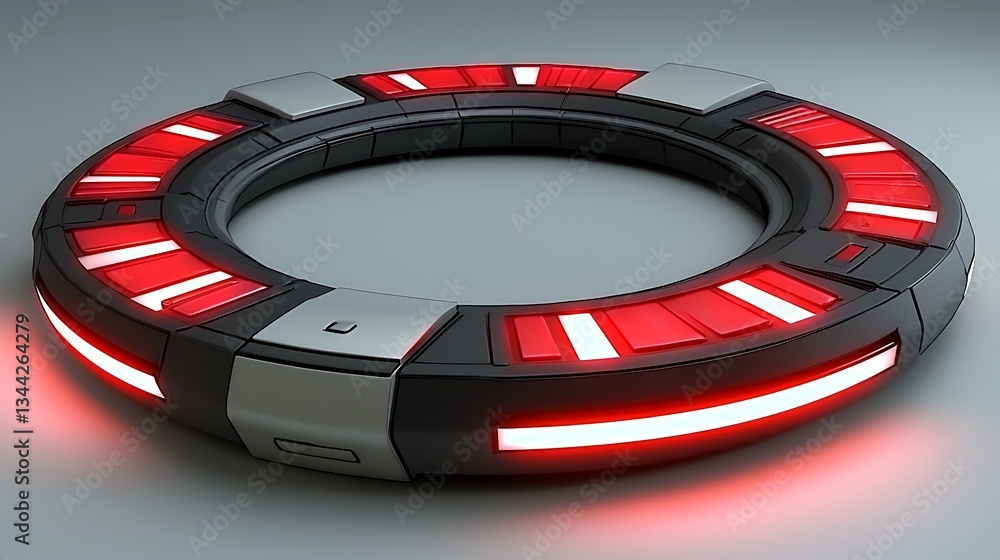 Aufkleber futuristic circular device with red lights and sleek design for sci-fi themes and digital background