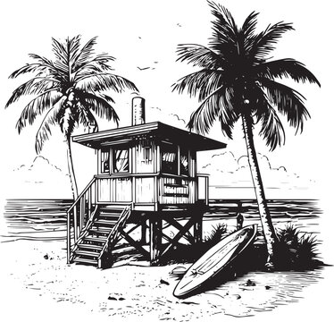 Lifeguard beach station vector illustration
