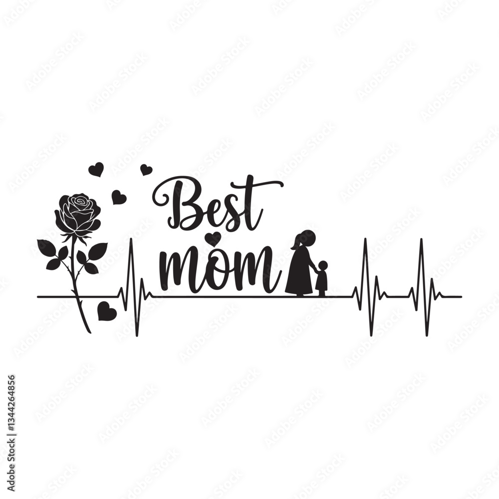 Fototapete best mom typography calligraphy lettering text typescript font design for mother's day