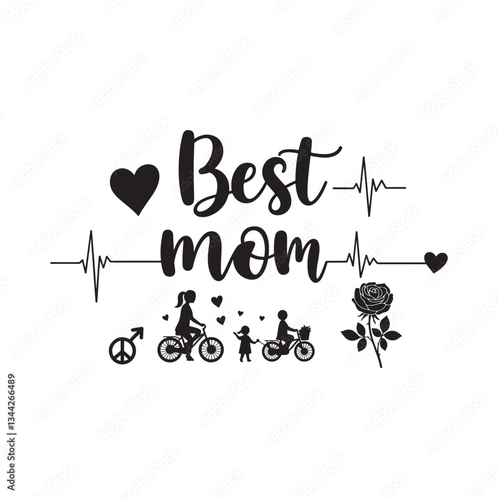 Fototapete best mom typography calligraphy lettering text typescript font design for mother's day