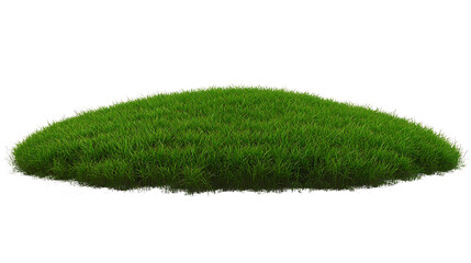 A lush, green grass mound isolated on a white background, digitally rendered.