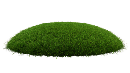 A lush, green mound of grass isolated on a white background, perfect for nature-themed designs.
