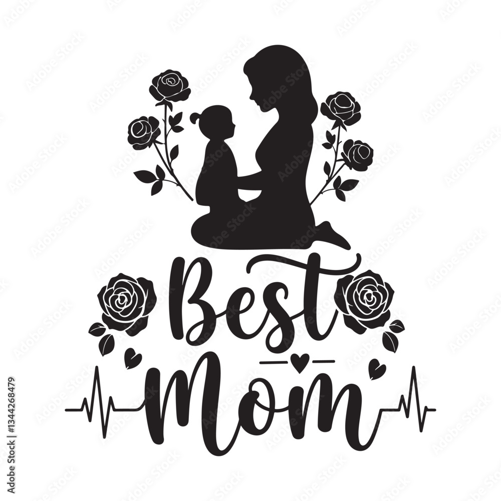 Fototapete best mom typography calligraphy lettering text typescript font design for mother's day
