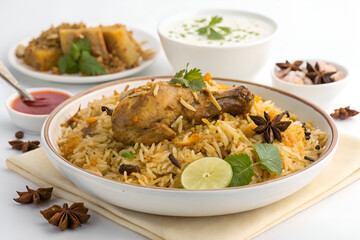 "Authentic Mughlai Chicken Biryani &ndash; Flavorful Spiced Rice with Tender Chicken"