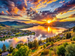 Okanagan Sunrise: Panoramic Kalamalka Lake & Vernon Cityscape