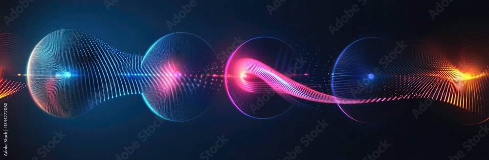 Poster abstract data flow visualization with interconnected circles