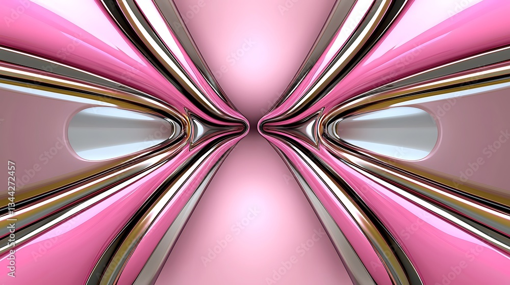 Aufkleber abstract art with smooth metallic surface and pink background creating a dreamy vortex effect