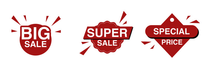 Big Sale, Super Sale, and Special Price Stickers – Promotional Discount Labels for Retail and E-commerce