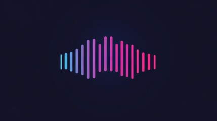 Obraz premium Minimalist purple and blue gradient soundwave logo with subtle pink and red accents, perfect for music streaming and digital media branding.