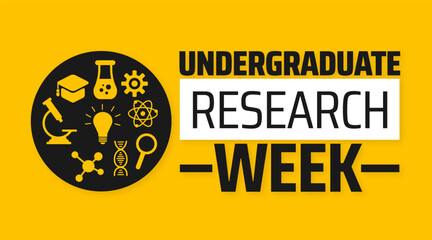 Undergraduate Research Week background banner or poster design template. observed every year in  April. Holiday concept. Use to any Template, card, poster, placard, template.