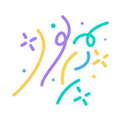 colorful confetti that shoots out from the party base for birthday surprise. Vector Illustration.