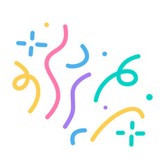 colorful confetti that shoots out from the party base for birthday surprise. Vector Illustration.