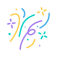 colorful confetti that shoots out from the party base for birthday surprise. Vector Illustration.