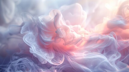Fototapeta premium A swirl of ink forms delicate, organic shapes resembling floral tendrils, illuminated by soft ambient light