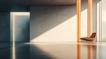 Modern Minimalist Lounge, Sunlit Contemporary Interior Design