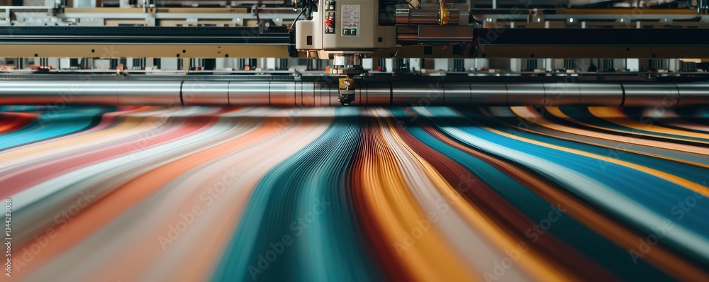 Poster colorful abstract patterns created by a printing machine in motion.