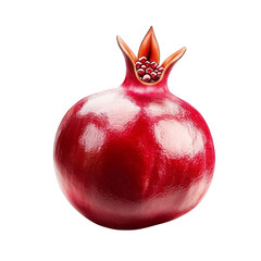 Fresh red pomegranate fruit with shiny skin and seeds isolated on transparent background