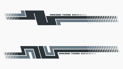 Set of simple car stripes. Car race stripes. Racing  line sticker design. Graphic sport decal vinyl element. Automobile side decoration. Racing design vector
