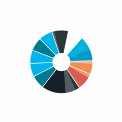 Obraz premium Colorful circular chart with segmented data for statistical analysis.