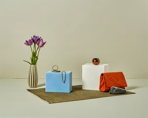 shopping bag and flowers