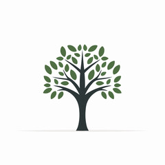 Obraz premium Minimalist tree illustration with lush green leaves and a balanced structure.
