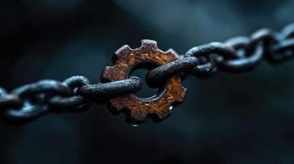 Rusty gear connecting chain