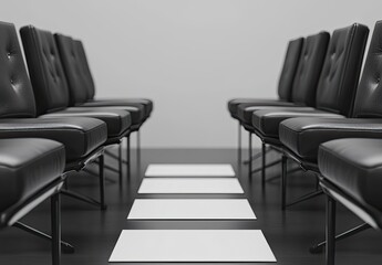 Empty chairs, meeting room, conference, papers