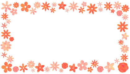 花のフレーム 枠 背景素材 赤色 ベクター