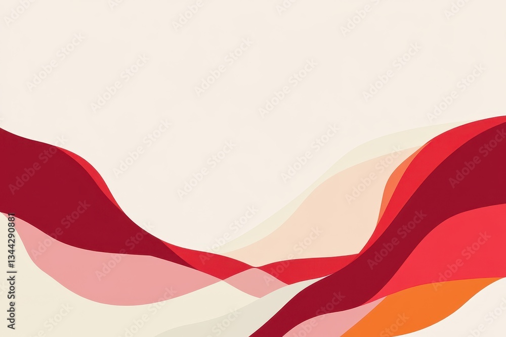 Poster abstract flowing waves in warm colors on a soft background