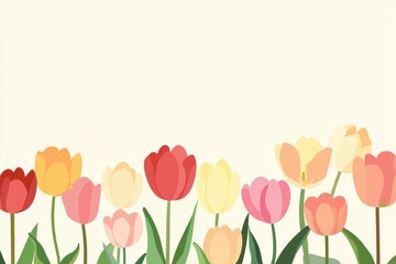 Colorful Tulip Flowers on Soft Background for Spring Decoration