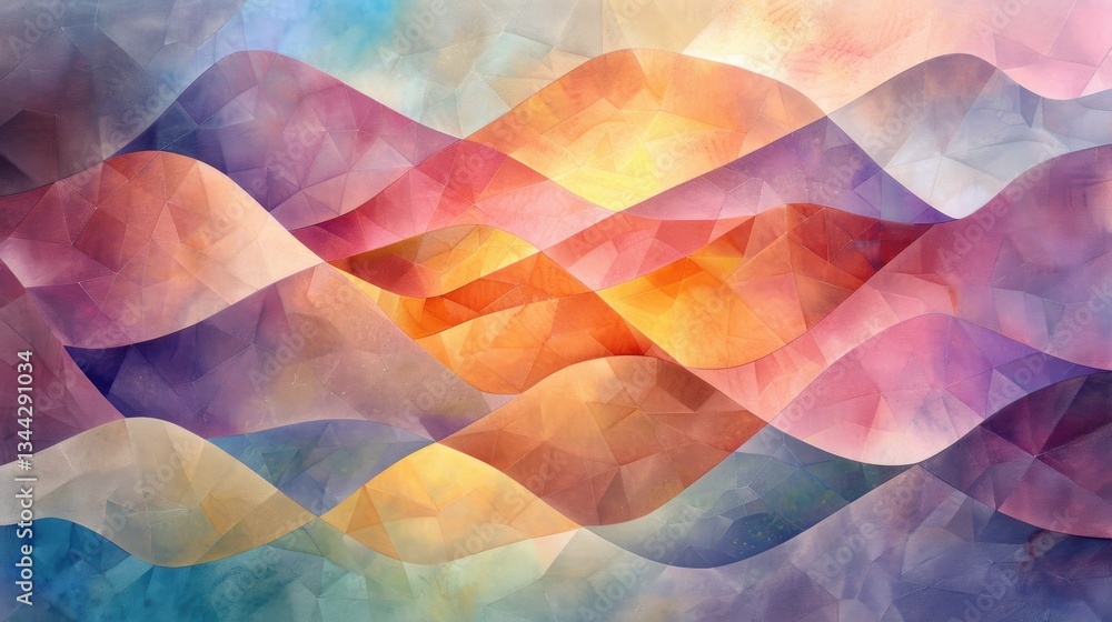 Aufkleber soft brush textures blend organic shapes and geometric patterns, bathed in diffused light for a real