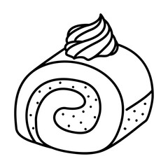 a slice of rolling cake outline illustration
