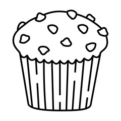 muffin outline illustration. bakery line illustration