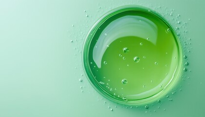 Fototapeta premium Serum Green Aloe Gel Drop: Oil Infused Liquid For Skin Or Hair Care Beauty Product Swatch And Clear Face Cream Experiment In Laboratory.