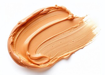 Peach Color Corrector Cream Concealer Swatch, Makeup Foundation Smear, Creamy Texture, Isolated on White Background