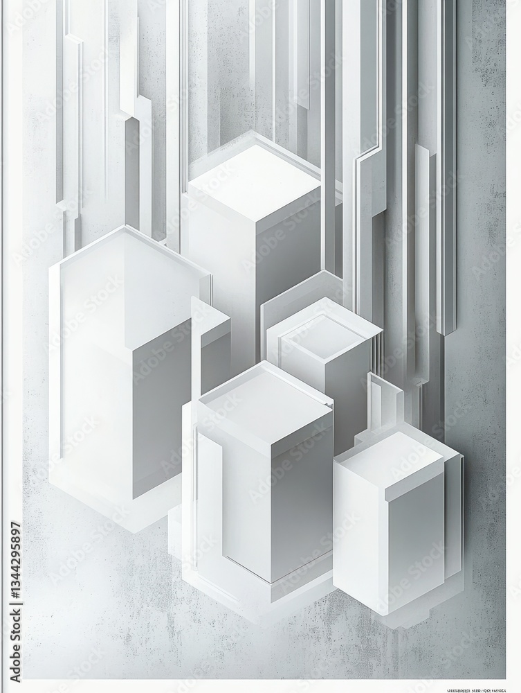 Poster elegant and modern abstract design featuring a 3d layered hexagon pattern with a minimalist white an