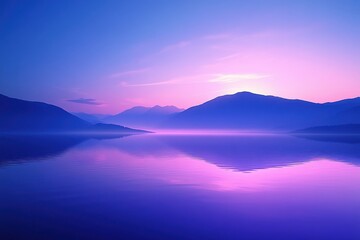 Obraz premium Serene Twilight Over Calm Lake with Majestic Mountain Reflection