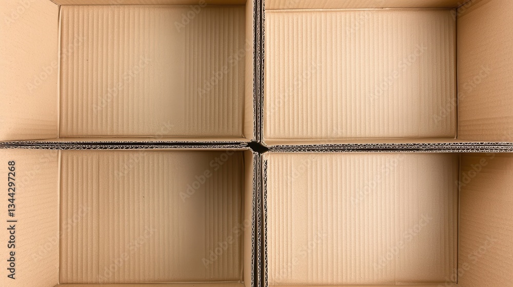 Poster cardboard packaging box with four divided sections, providing structured storage and streamlining sh
