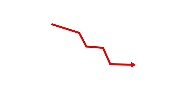 Finance business graph chart with down arrow.analyzes a graph of Stock market or growth business concept, Developing company growth during bar chart.