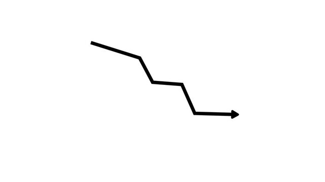 Finance business graph chart with down arrow.analyzes a graph of Stock market or growth business concept, Developing company growth during bar chart.