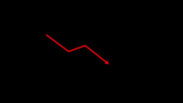 Finance business graph chart with down arrow.analyzes a graph of Stock market or growth business concept, Developing company growth during bar chart.
